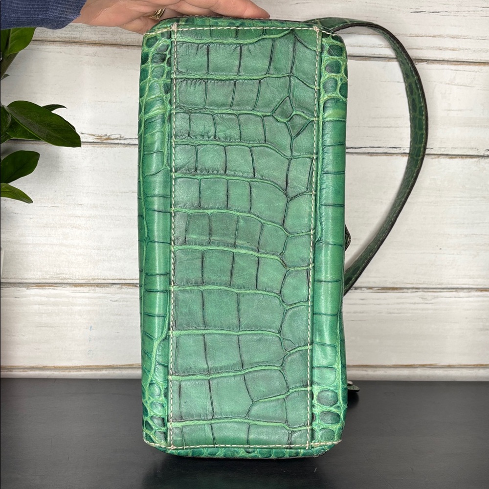 Dooney & Bourke Green Crocodile-Embossed Shoulder Bag - Picture 9 of 9